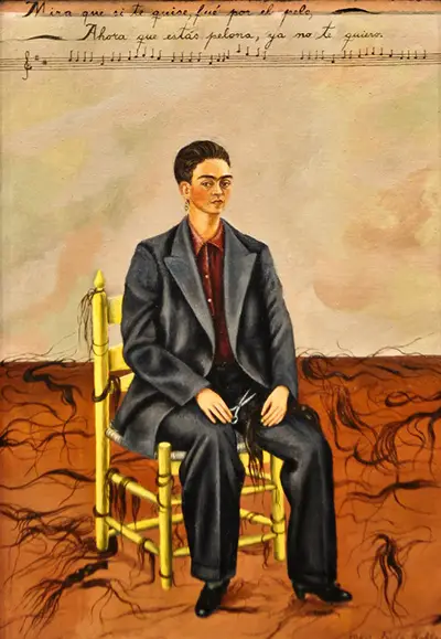 Self Portrait with Cropped Hair Frida Kahlo